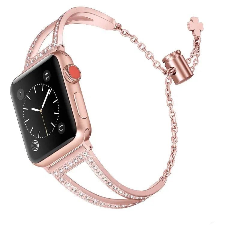 V-förmiges Diamant-Uhrenarmband aus Zinklegierung, für Apple Watch 46 mm / 49 mm / 45 mm / 44 mm, für Apple Watch 42 mm / 41 mm / 40 mm / 38 mm