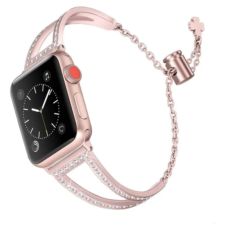 V-förmiges Diamant-Uhrenarmband aus Zinklegierung, für Apple Watch 46 mm / 49 mm / 45 mm / 44 mm, für Apple Watch 42 mm / 41 mm / 40 mm / 38 mm