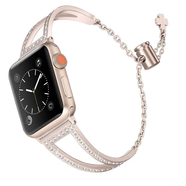 V-förmiges Diamant-Uhrenarmband aus Zinklegierung, für Apple Watch 46 mm / 49 mm / 45 mm / 44 mm, für Apple Watch 42 mm / 41 mm / 40 mm / 38 mm