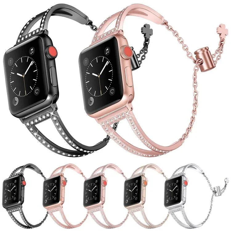 V-förmiges Diamant-Uhrenarmband aus Zinklegierung, für Apple Watch 46 mm / 49 mm / 45 mm / 44 mm, für Apple Watch 42 mm / 41 mm / 40 mm / 38 mm