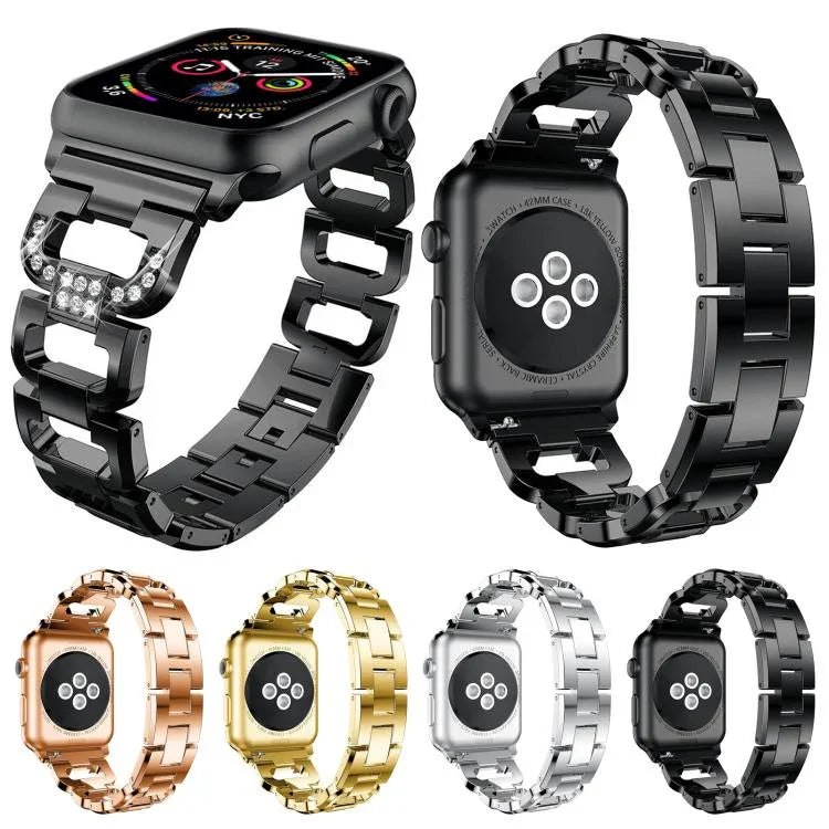 Quadratisches Diamant-Uhrenarmband aus Zinklegierung, passend für Apple Watch 46 mm / 49 mm / 45 mm / 44 mm, für Apple Watch 42 mm / 41 mm / 40 mm / 38 mm