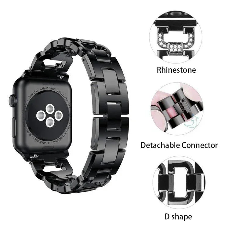 Quadratisches Diamant-Uhrenarmband aus Zinklegierung, passend für Apple Watch 46 mm / 49 mm / 45 mm / 44 mm, für Apple Watch 42 mm / 41 mm / 40 mm / 38 mm