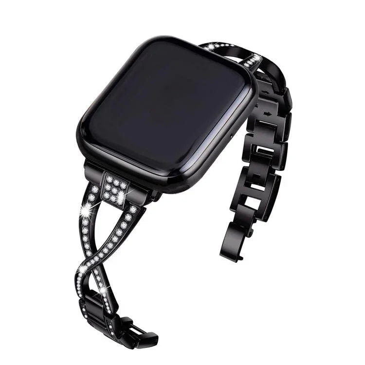 Uhrenarmband aus Zinklegierung mit gekreuzten Diamanten, passend für Apple Watch 46 mm / 49 mm / 45 mm / 44 mm und 42 mm / 41 mm / 40 mm / 38 mm