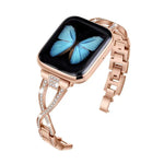 Uhrenarmband aus Zinklegierung mit gekreuzten Diamanten, passend für Apple Watch 46 mm / 49 mm / 45 mm / 44 mm und 42 mm / 41 mm / 40 mm / 38 mm