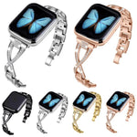 Uhrenarmband aus Zinklegierung mit gekreuzten Diamanten, passend für Apple Watch 46 mm / 49 mm / 45 mm / 44 mm und 42 mm / 41 mm / 40 mm / 38 mm