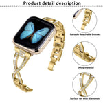 Uhrenarmband aus Zinklegierung mit gekreuzten Diamanten, passend für Apple Watch 46 mm / 49 mm / 45 mm / 44 mm und 42 mm / 41 mm / 40 mm / 38 mm