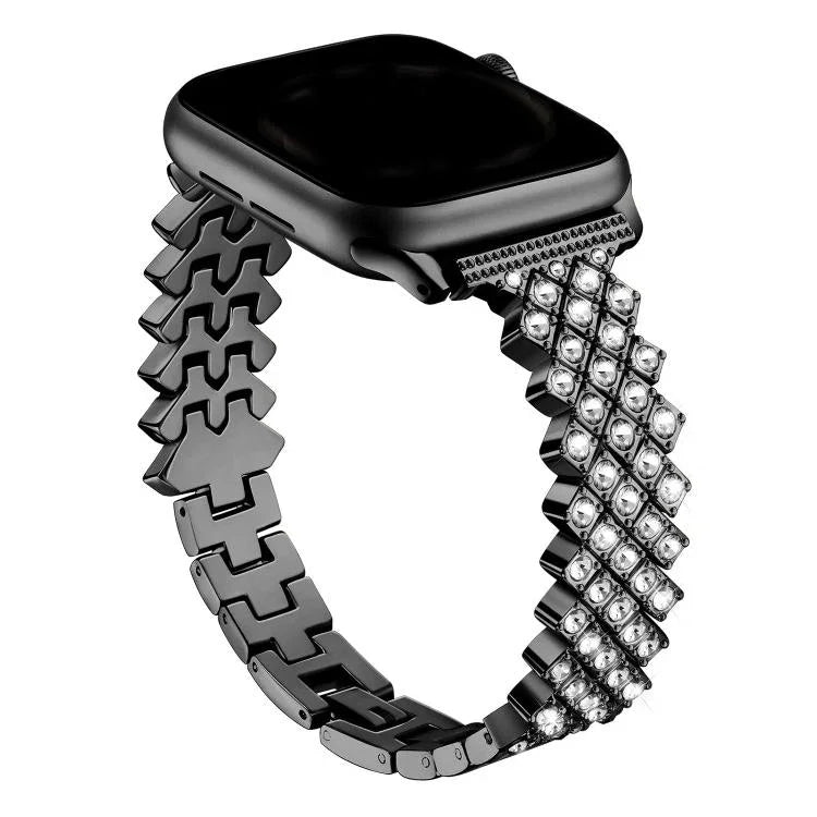 Uhrenarmband aus Zinklegierung mit rautenförmigem Diamantmuster, passend für Apple Watch 46 mm / 49 mm / 45 mm / 44 mm und 42 mm / 41 mm / 40 mm / 38 mm