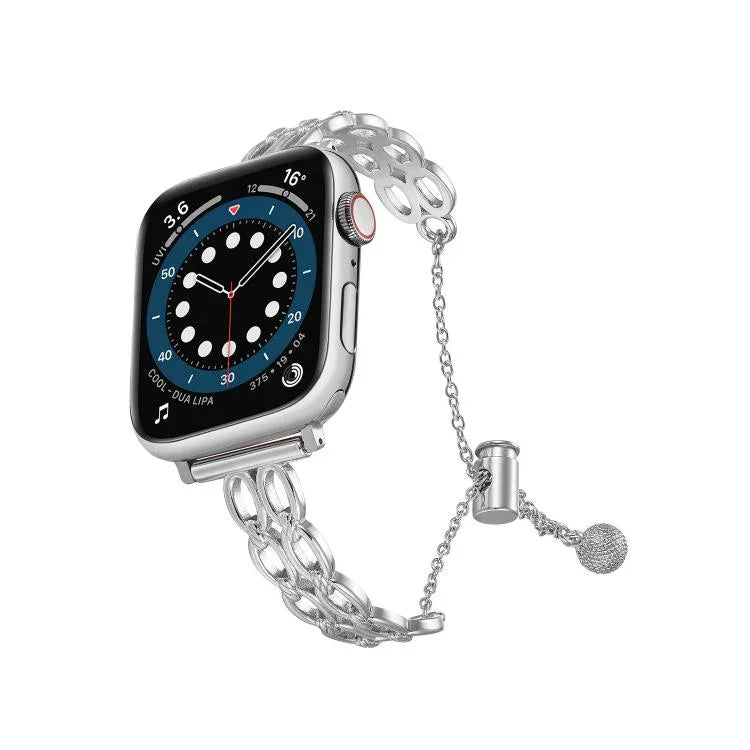 Doppelring-Kette, Uhrenarmband aus Zinklegierung, für Apple Watch 46 mm / 49 mm / 45 mm / 44 mm, für Apple Watch 42 mm / 41 mm / 40 mm / 38 mm