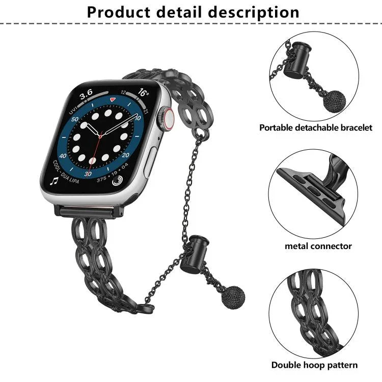 Doppelring-Kette, Uhrenarmband aus Zinklegierung, für Apple Watch 46 mm / 49 mm / 45 mm / 44 mm, für Apple Watch 42 mm / 41 mm / 40 mm / 38 mm