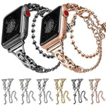 Doppelt gekröntes Perlenarmband aus Zinklegierung, passend für Apple Watch 46 mm / 49 mm / 45 mm / 44 mm und 42 mm / 41 mm / 40 mm / 38 mm