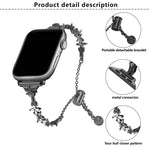 Uhrenarmband aus Zinklegierung mit vierblättrigem Kleeblatt-Motiv und Diamanten, passend für Apple Watch 46 mm / 49 mm / 45 mm / 44 mm und 42 mm / 41 mm / 40 mm / 38 mm