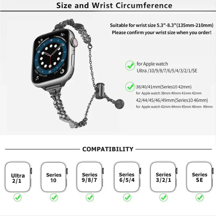 Uhrenarmband „Wings Crushed Diamonds“ aus Zinklegierung, passend für Apple Watch 46 mm / 49 mm / 45 mm / 44 mm und 42 mm / 41 mm / 40 mm / 38 mm