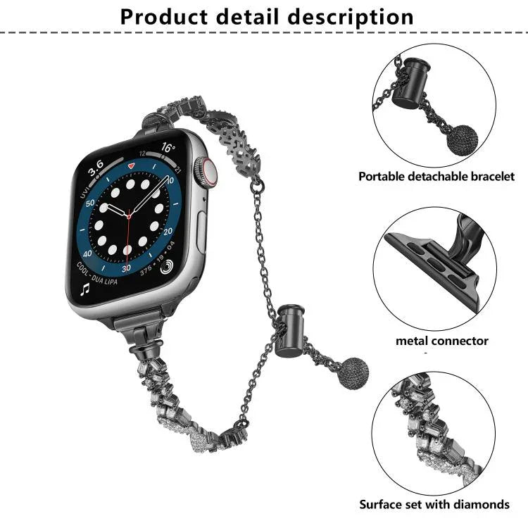 Uhrenarmband „Wings Crushed Diamonds“ aus Zinklegierung, passend für Apple Watch 46 mm / 49 mm / 45 mm / 44 mm und 42 mm / 41 mm / 40 mm / 38 mm