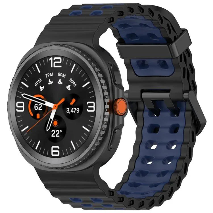 Zweifarbiges Silikon-Uhrenarmband mit Doppelschnalle im Marine-Stil, passend für Samsung Galaxy Watch8 / Watch8 Classic