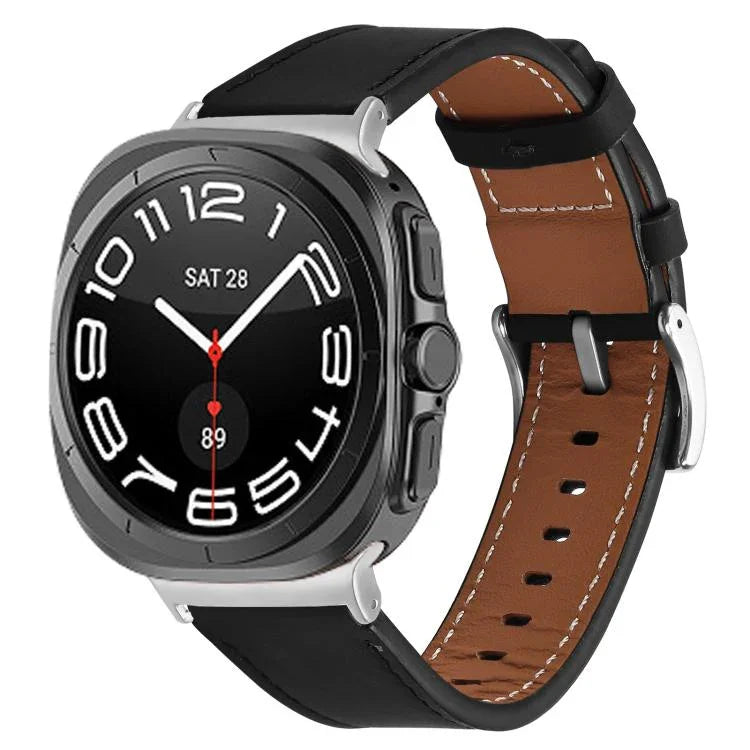 Uhrenarmband aus echtem Nappa-Leder mit silberner Schnalle, passend für Samsung Galaxy Watch Ultra 47 mm / Ultra 2025