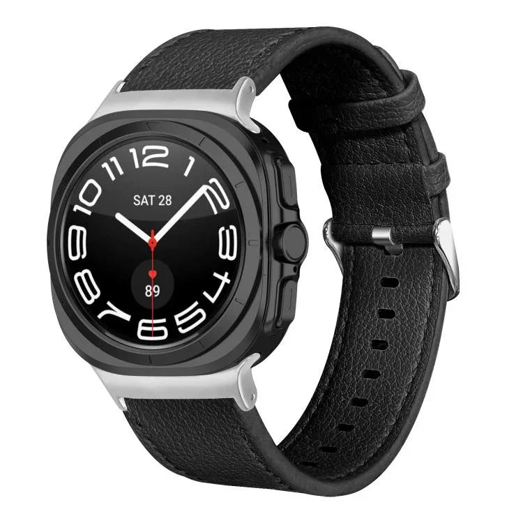 Doppelseitiges Uhrenarmband aus echtem Leder in Litschi-Optik, für Samsung Galaxy Watch Ultra 47 mm / Ultra 2025