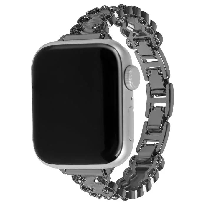 Diamantbesetztes Uhrenarmband aus Metalllegierung mit Spitzenrand, passend für Apple Watch 46 mm / 49 mm / 45 mm / 44 mm und 42 mm / 41 mm / 40 mm / 38 mm