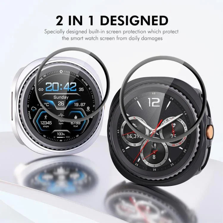 ENKAY Hat-Prince  2 in 1 Solid Color PC Watch Cover with Full Coverage PMMA Soft Film, For Samsung Galaxy Watch8 Classic 46mm