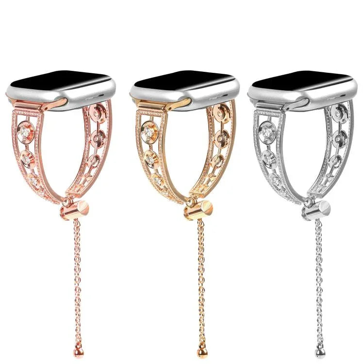 Platinfarbenes Zirkonium-Metallarmband mit Sternmotiv, passend für Apple Watch 46 mm / 49 mm / 45 mm / 44 mm und 42 mm / 41 mm / 40 mm / 38 mm