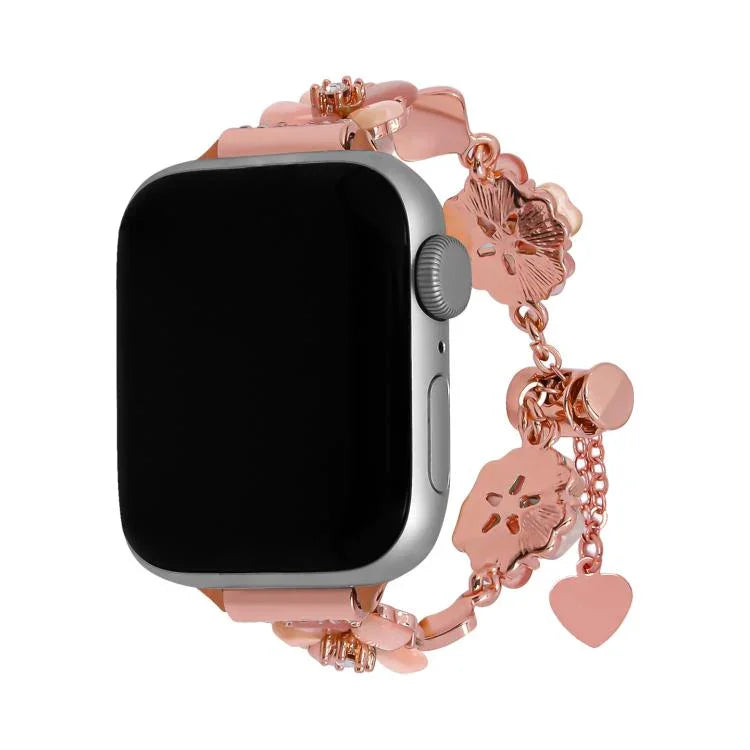 Armband mit vierblättrigem Kleeblatt-Motiv aus Metalllegierung, passend für Apple Watch 46 mm / 49 mm / 45 mm / 44 mm und 42 mm / 41 mm / 40 mm / 38 mm