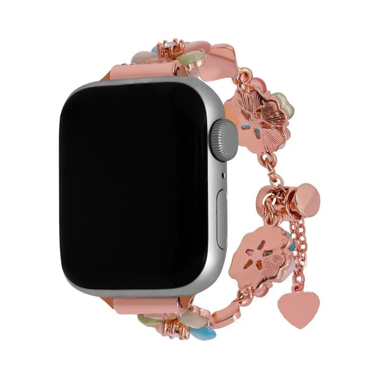 Armband mit vierblättrigem Kleeblatt-Motiv aus Metalllegierung, passend für Apple Watch 46 mm / 49 mm / 45 mm / 44 mm und 42 mm / 41 mm / 40 mm / 38 mm