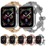 Armband mit vierblättrigem Kleeblatt-Motiv aus Metalllegierung, passend für Apple Watch 46 mm / 49 mm / 45 mm / 44 mm und 42 mm / 41 mm / 40 mm / 38 mm