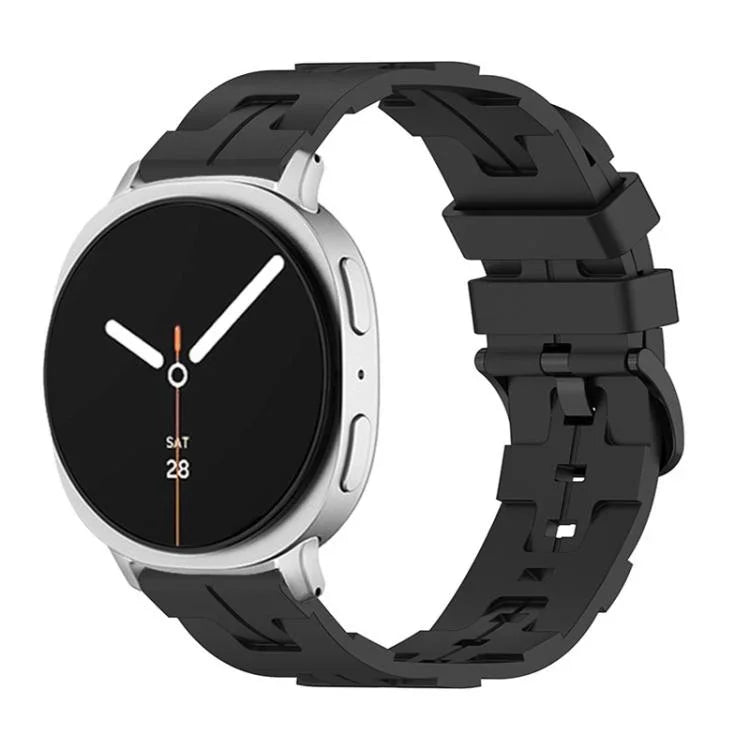 Schwarzes Silikonarmband mit rundem Ende und Dornschließe, passend für Samsung Galaxy Watch8 / Watch8 Classic