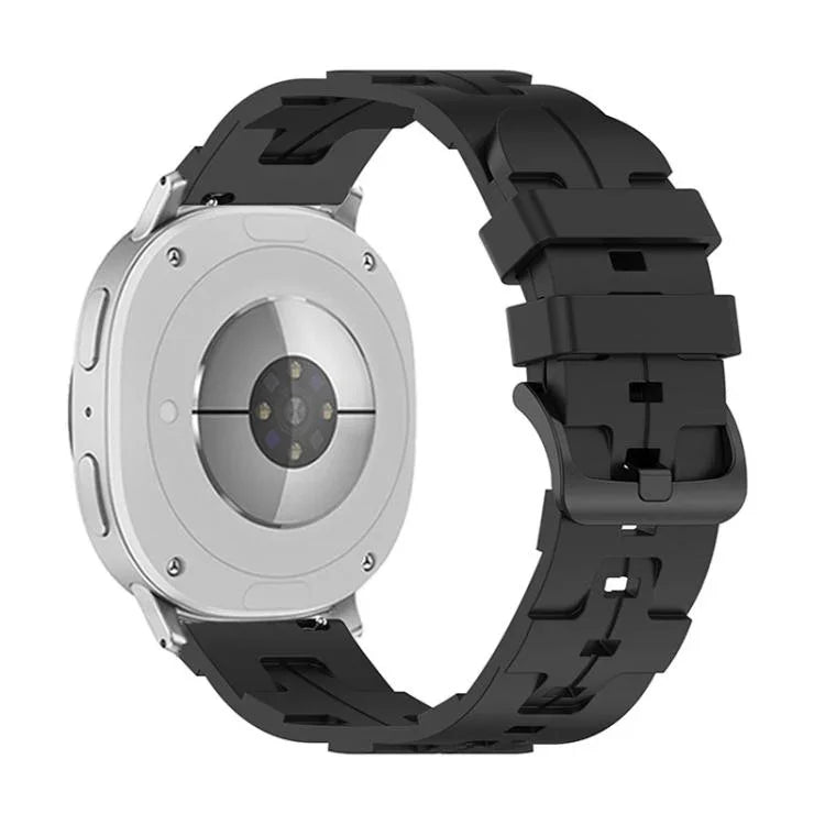 Schwarzes Silikonarmband mit rundem Ende und Dornschließe, passend für Samsung Galaxy Watch8 / Watch8 Classic