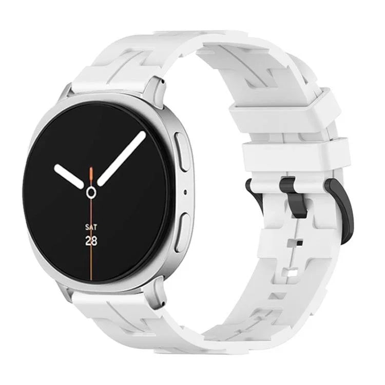 Schwarzes Silikonarmband mit rundem Ende und Dornschließe, passend für Samsung Galaxy Watch8 / Watch8 Classic