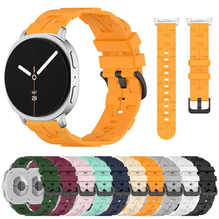 Schwarzes Silikonarmband mit rundem Ende und Dornschließe, passend für Samsung Galaxy Watch8 / Watch8 Classic