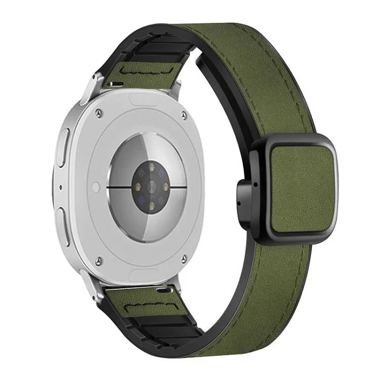 Quadratisches Uhrenarmband aus Leder und Silikon mit Magnetverschluss, passend für Samsung Galaxy Watch8 / Watch8 Classic