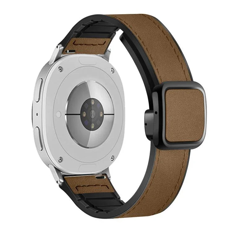 Quadratisches Uhrenarmband aus Leder und Silikon mit Magnetverschluss, passend für Samsung Galaxy Watch8 / Watch8 Classic