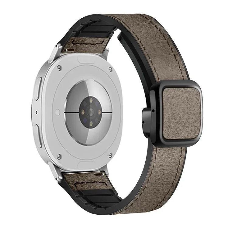 Quadratisches Uhrenarmband aus Leder und Silikon mit Magnetverschluss, passend für Samsung Galaxy Watch8 / Watch8 Classic