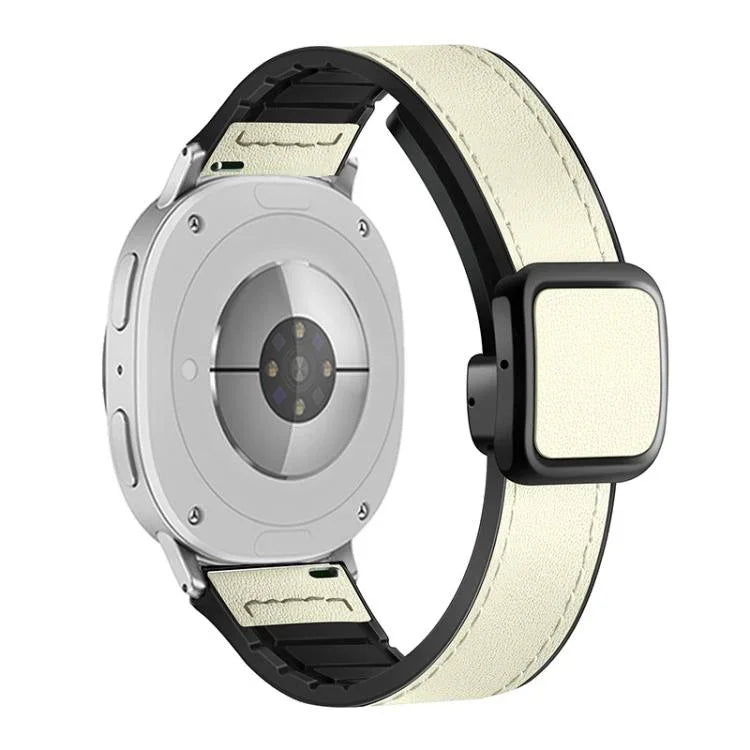 Quadratisches Uhrenarmband aus Leder und Silikon mit Magnetverschluss, passend für Samsung Galaxy Watch8 / Watch8 Classic