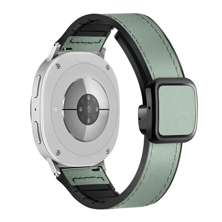 Quadratisches Uhrenarmband aus Leder und Silikon mit Magnetverschluss, passend für Samsung Galaxy Watch8 / Watch8 Classic