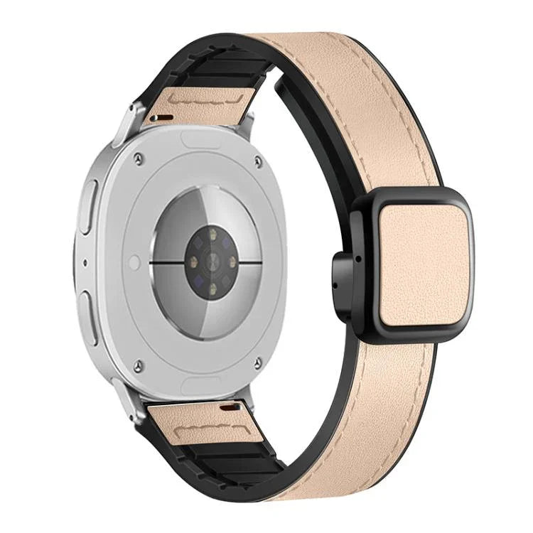 Quadratisches Uhrenarmband aus Leder und Silikon mit Magnetverschluss, passend für Samsung Galaxy Watch8 / Watch8 Classic