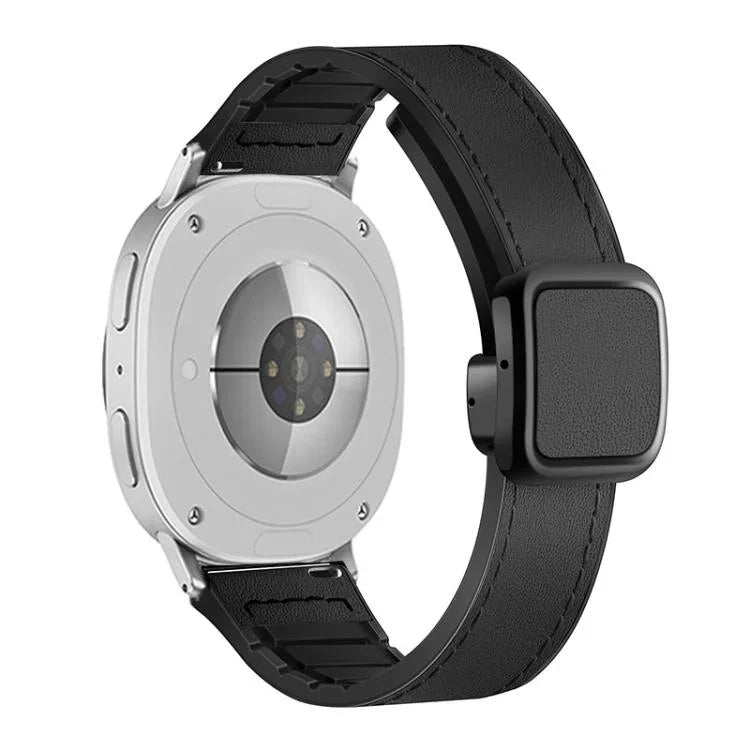 Quadratisches Uhrenarmband aus Leder und Silikon mit Magnetverschluss, passend für Samsung Galaxy Watch8 / Watch8 Classic