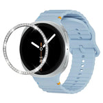 Diamond Bezel and Wavy Grain Stitched Color Buckle Silicone Watch Band, For Samsung Galaxy Watch8 44mm, For Samsung Galaxy Watch8 40mm