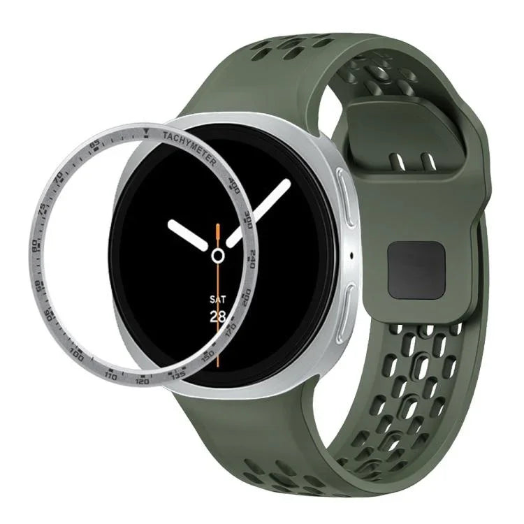 Speed-Lünette und schwarzes Silikonarmband mit umgekehrter Schnalle, für Samsung Galaxy Watch8 44 mm und 40 mm