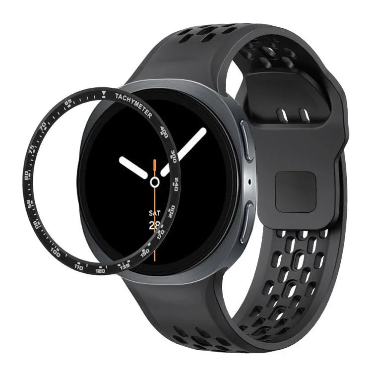 Speed-Lünette und schwarzes Silikonarmband mit umgekehrter Schnalle, für Samsung Galaxy Watch8 44 mm und 40 mm