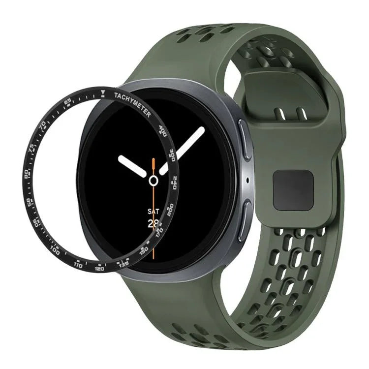 Speed-Lünette und schwarzes Silikonarmband mit umgekehrter Schnalle, für Samsung Galaxy Watch8 44 mm und 40 mm
