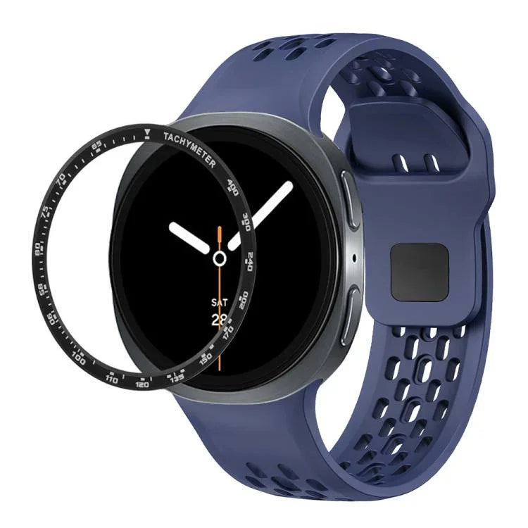 Speed-Lünette und schwarzes Silikonarmband mit umgekehrter Schnalle, für Samsung Galaxy Watch8 44 mm und 40 mm
