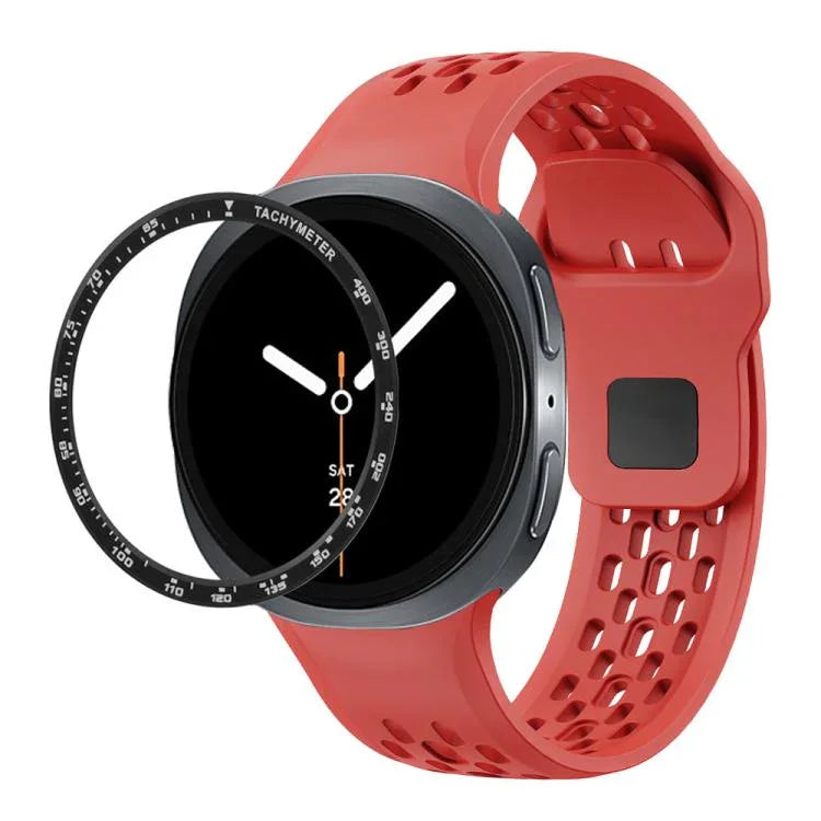 Speed-Lünette und schwarzes Silikonarmband mit umgekehrter Schnalle, für Samsung Galaxy Watch8 44 mm und 40 mm