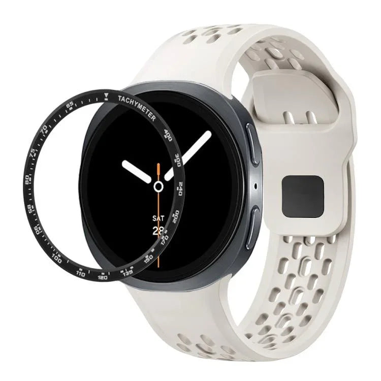 Speed-Lünette und schwarzes Silikonarmband mit umgekehrter Schnalle, für Samsung Galaxy Watch8 44 mm und 40 mm