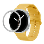 Lünette mit rautenförmiger Struktur und einfarbiges, genähtes Silikonarmband, für Samsung Galaxy Watch8 44 mm und 40 mm