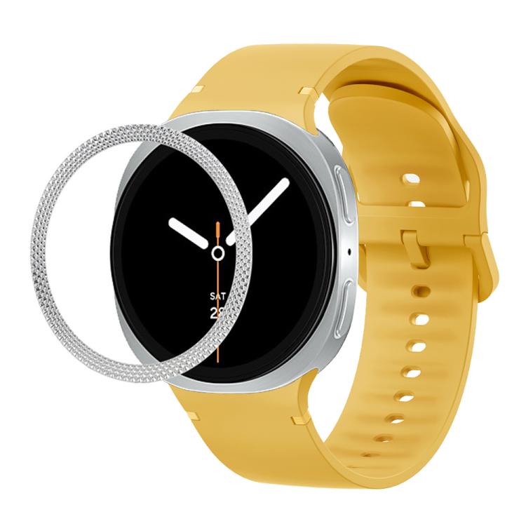 Lünette mit rautenförmiger Struktur und einfarbiges, genähtes Silikonarmband, für Samsung Galaxy Watch8 44 mm und 40 mm
