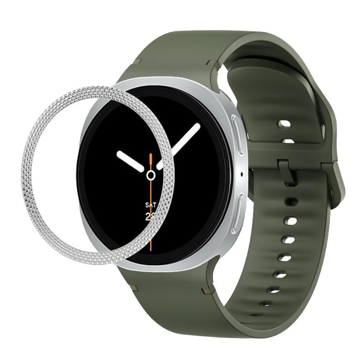 Lünette mit rautenförmiger Struktur und einfarbiges, genähtes Silikonarmband, für Samsung Galaxy Watch8 44 mm und 40 mm
