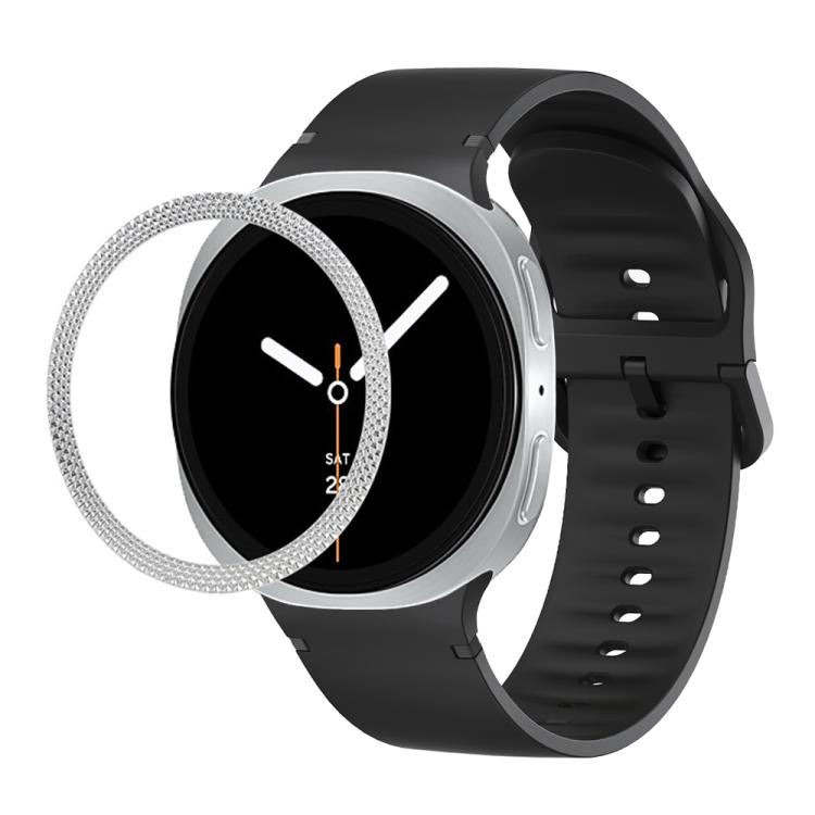 Lünette mit rautenförmiger Struktur und einfarbiges, genähtes Silikonarmband, für Samsung Galaxy Watch8 44 mm und 40 mm