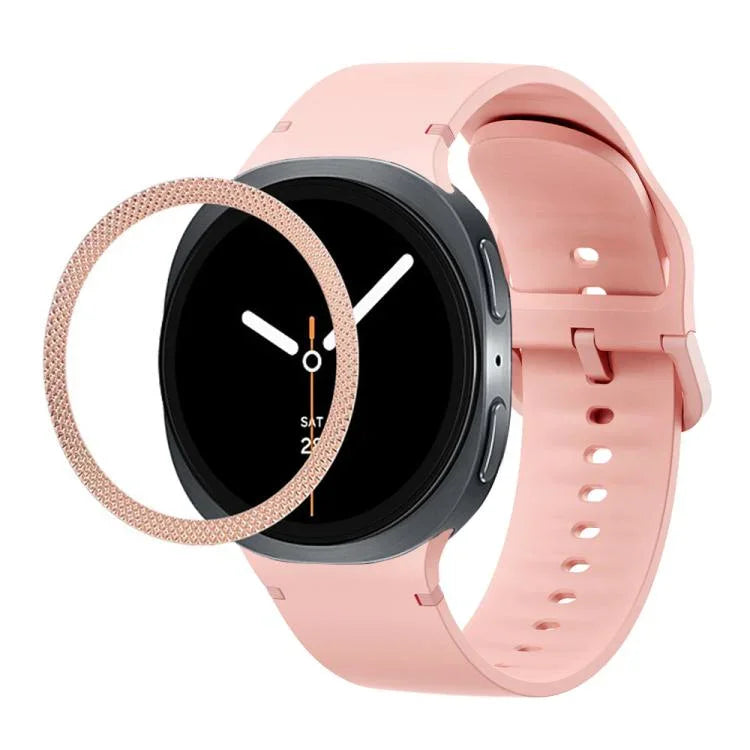 Lünette mit rautenförmiger Struktur und einfarbiges, genähtes Silikonarmband, für Samsung Galaxy Watch8 44 mm und 40 mm