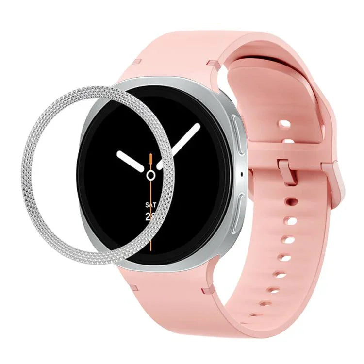 Lünette mit rautenförmiger Struktur und einfarbiges, genähtes Silikonarmband, für Samsung Galaxy Watch8 44 mm und 40 mm